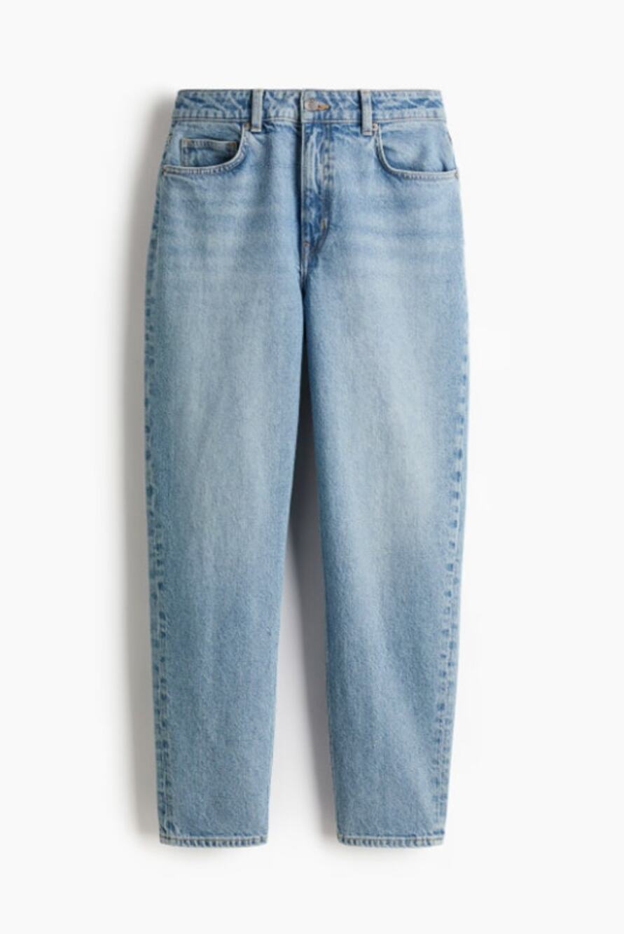 H&M Mom Jeans High Waist Tapered Ankle Denim Light Wash Size 10